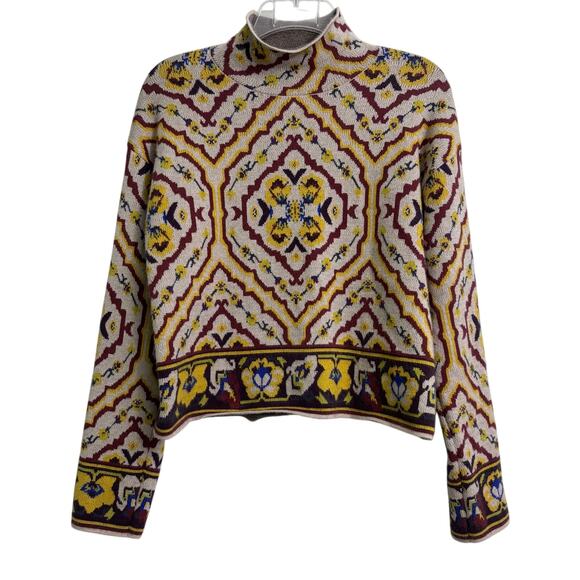 Anthropologie Contrast Mock Neck Viscose Blend Long Sleeve Sweater Size S - Picture 3 of 8